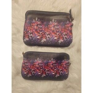 Elliott Lucca Artisan‎ Floral Set of 2 matching cosmetic bag NWOT